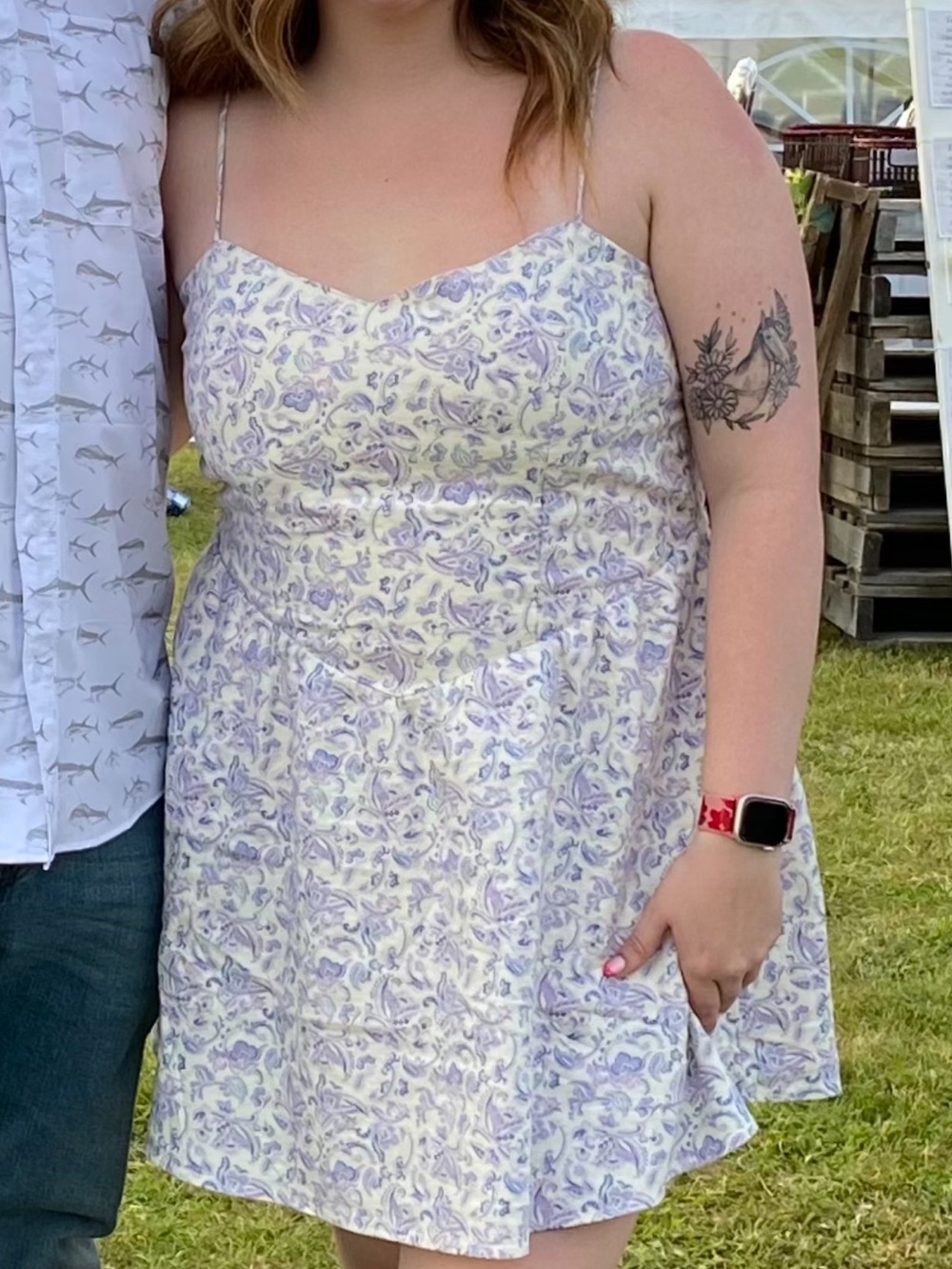 Hollister Lavender Paisley Spaghetti-Strap Mini Dress